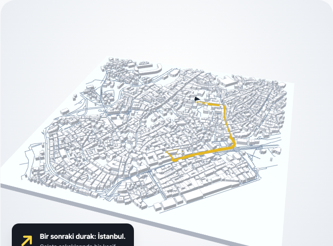 İstanbul Galata sokakları üzerinde örnek Radarlab rotası